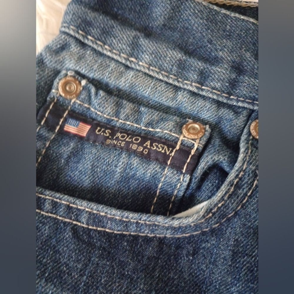 US Polo Boys Blue Bermuda Denim Shorts Sz 14 - Picture 4 of 12